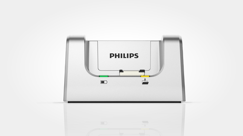 Optional docking station and foot pedal for hands-free dictation and transcription even without a computer