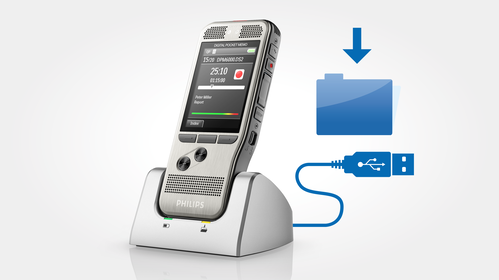Automatic file download via USB for quick transcription