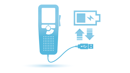 Direct charging via USB for economical recording