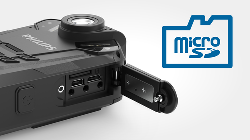 MicroSD memory card slot for virtually unlimited recording