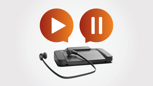 Transcription player with foot control support for hands-free playback control