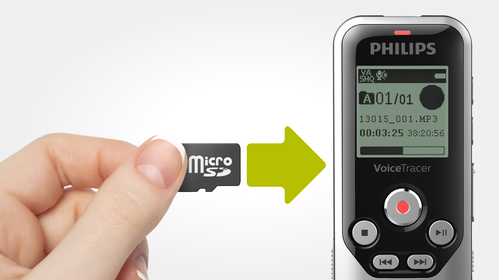 Ranura para tarjeta microSD para grabaciones casi ilimitadas